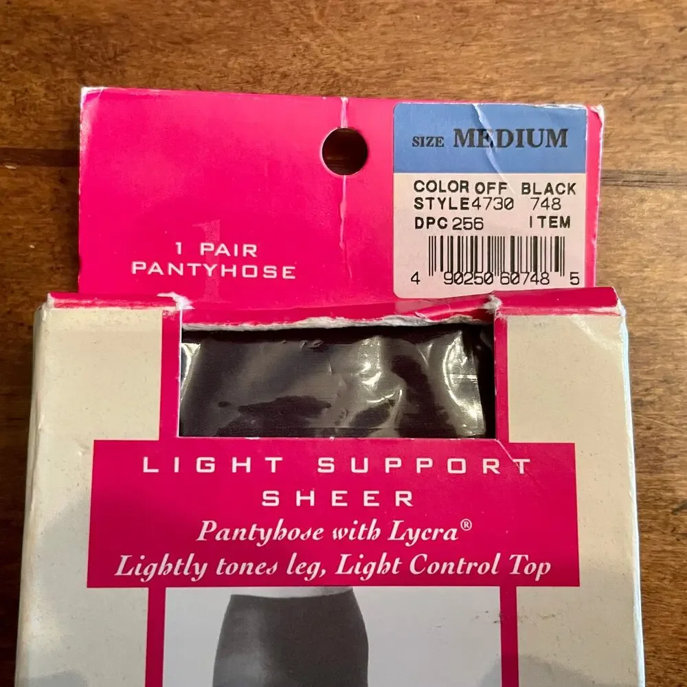 Honors Hosiery Support Light Control Top Pantyhose Size Medium Tall Color: Black